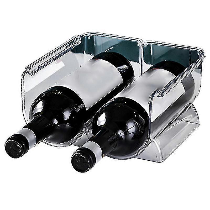 Stackable Wine Organizer Rack - Transparent Plastic Bottle Holder for Home Display (2 Bottles)