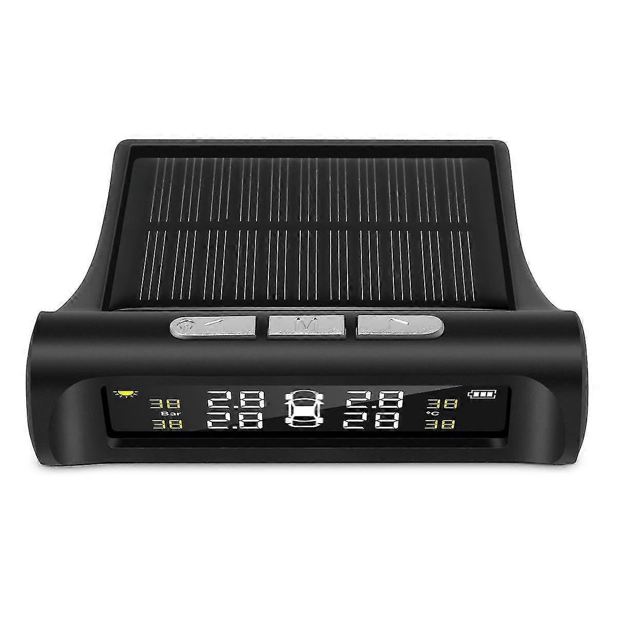 Solar Tpms Car Tire Pressure Alarm Monitoring System 4 External Automatic Alarm System Tire Pressure Temperature Warning