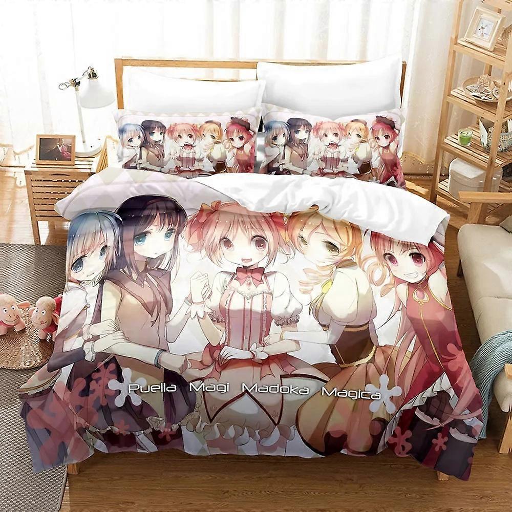 o1340 Lençóis Moda Puella Magi Madoka Magica Conjuntos de Cama Conjunto de Capa de Edredão Com Fronha Roupa de Cama Completa Lençóis de Cama fVV1340