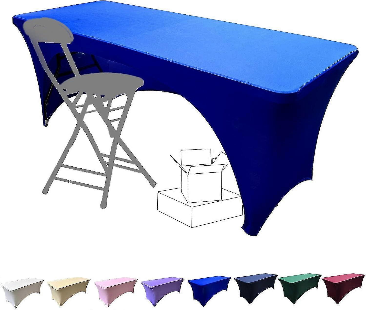 Stretchable Tablecloths 6ft For Rectangle Tables With Open Back, Fitted Spandex Rectangular Patio Table Covers-QJWL