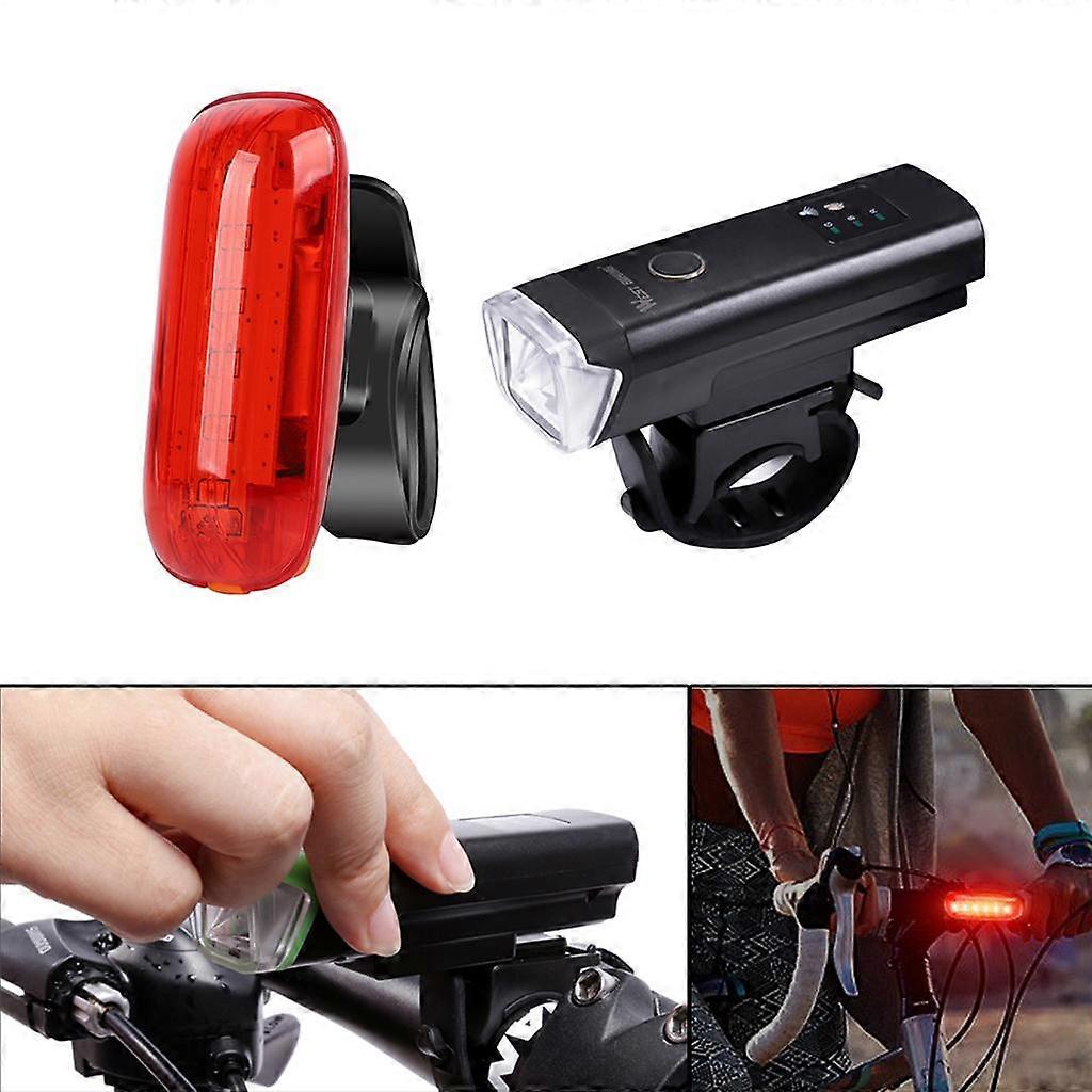 Bike Light, USB Rechargeable Flashlight with 4 Modes,Cycling Lamp Torch + Brake Light ,Handlebar Warning Safety Smart