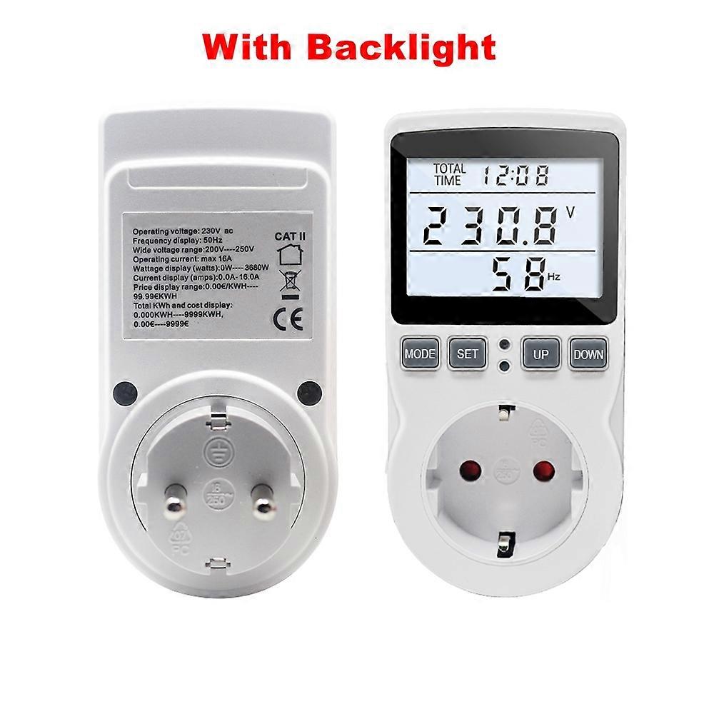 EU Plug AC Power Meter Digital Wattmeter Watt Monitor Electricity Consumption Power Analyzer Energy Meter Measuring Socket