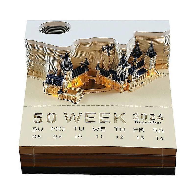 3D Paper Sculpture Artistic Calendar 2024 Earth Paper Carving 3D Calendar Art 3D Notebook Notepad Multi Wall Planner Calendar Red