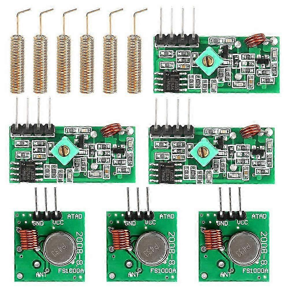 Set of 3 433 MHz Radio Transmitter and Receiver Module + 433 MHz Antenna Helical Spiral Spring Remote Control