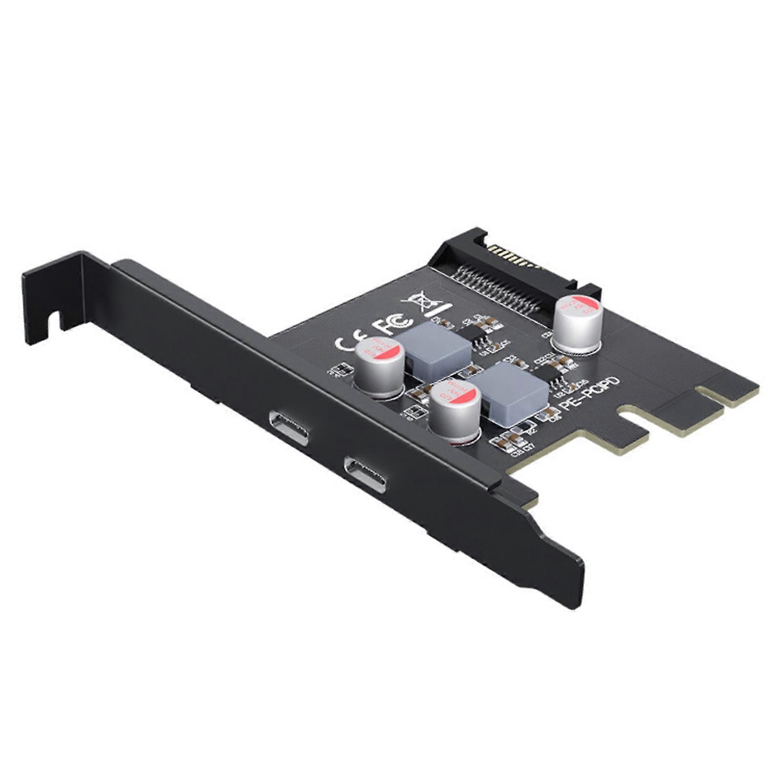 2-port Type-C Special Riser Card PCIe Converter PCI-E X1 to Type-C Adapter Card