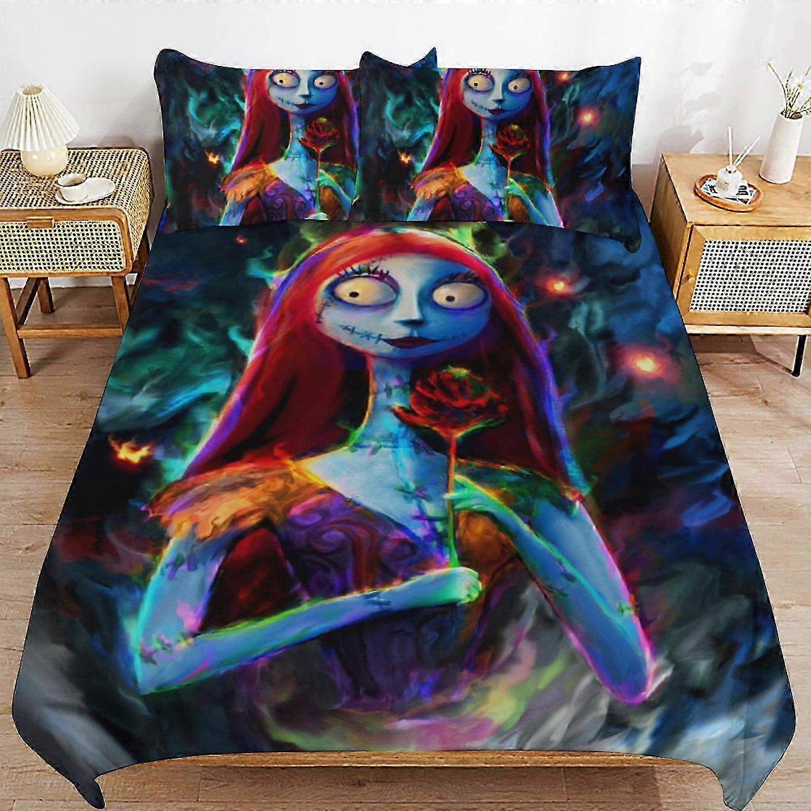 o768 Lakanat Painajainen ennen joulua Vuodevaatteet Pussilakana Mukavat ja kevyet sarjakuvavuodevaatteet3-osainen (noin (1 pussilakana ja 2 tyynyäc