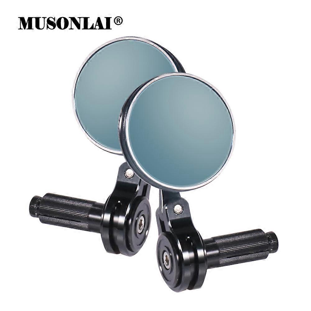 Mini CNC Motorcycle ATV Handle Bar End Mirrors Handlebar Side Rearview Mirrors Blue Glass for Cafe Racer Bobber Honda Yamaha BMW