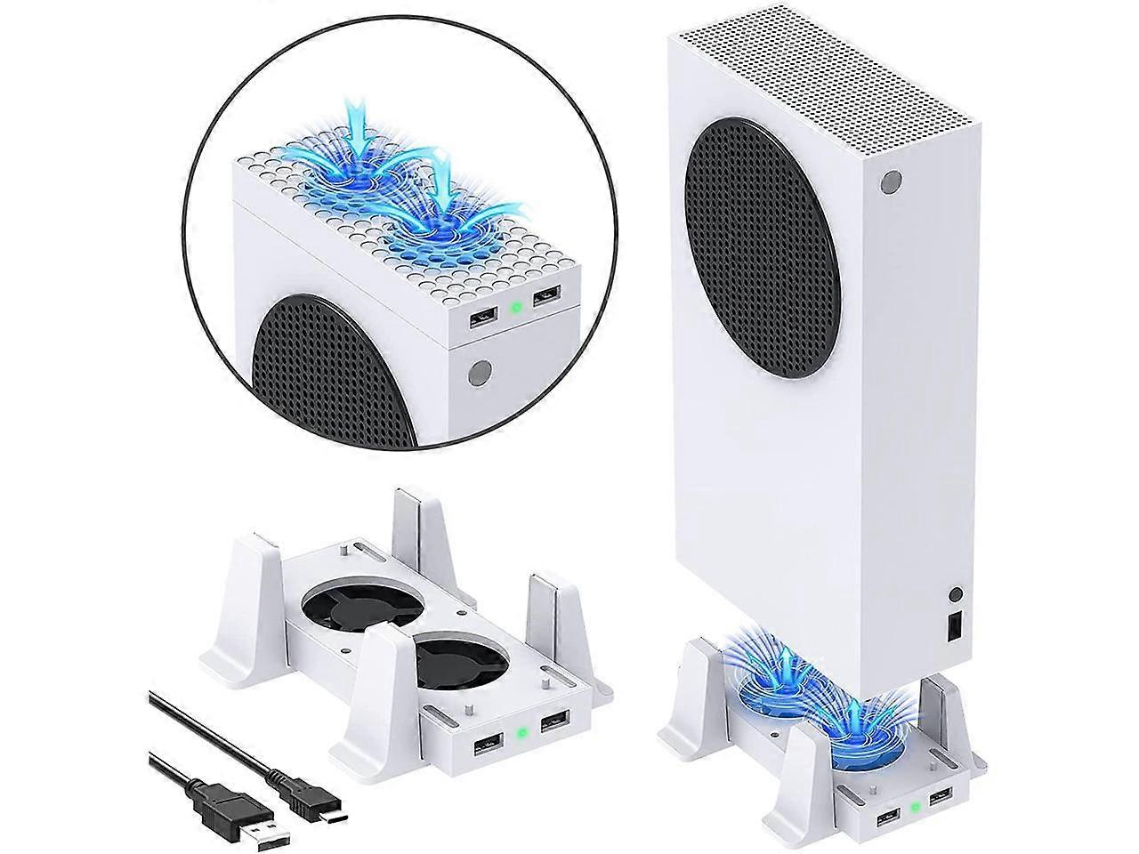 Cooling Stand Compatible with Xbox Series S, Dual Purpose Cooling Fan Cooler System Dock Station Accessories, 3 Level Adjustable Speed & 2 Extra USB P