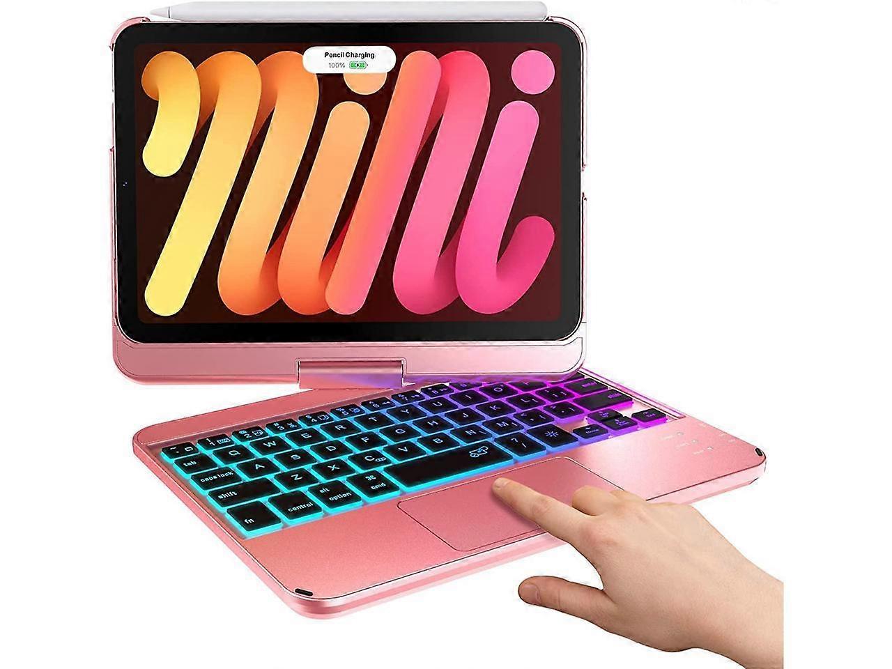 Touch Wireless Keyboard Case for iPad Mini 6 2021 8.3 inch, Touchpad 7 Color Backlit, 360 Rotatable Protective Cover For iPad Mini 6th Generation 8.3"