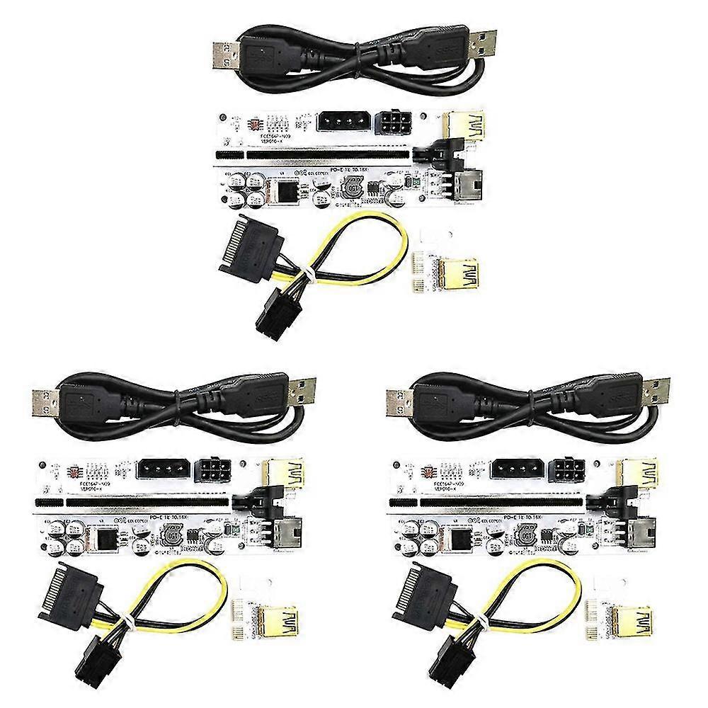 3pcs Ver010-x Riser Pci-e X1 To Pcie X16 Graphics Card Black+white