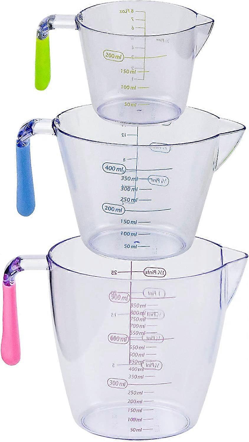 3PCS Measuring Cup Set with Different Units of Measure Transparent