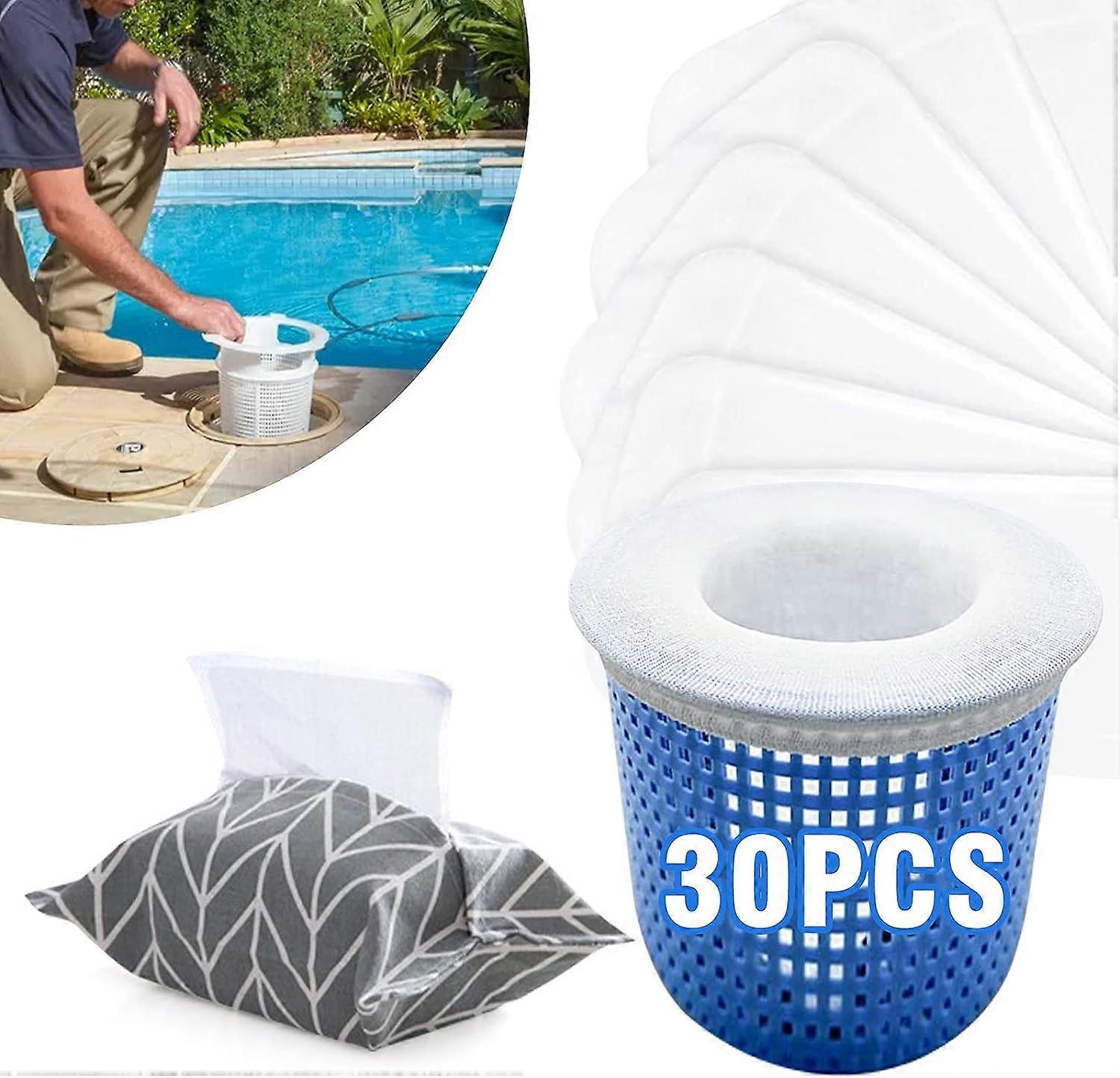 30 Pack Pool Skimmer Filter Socks for Above and Inground Pool Skimmer Baskets, Pool Nets for Cleaning, Micro Mesh Socks for Pool Skimmer Baskets