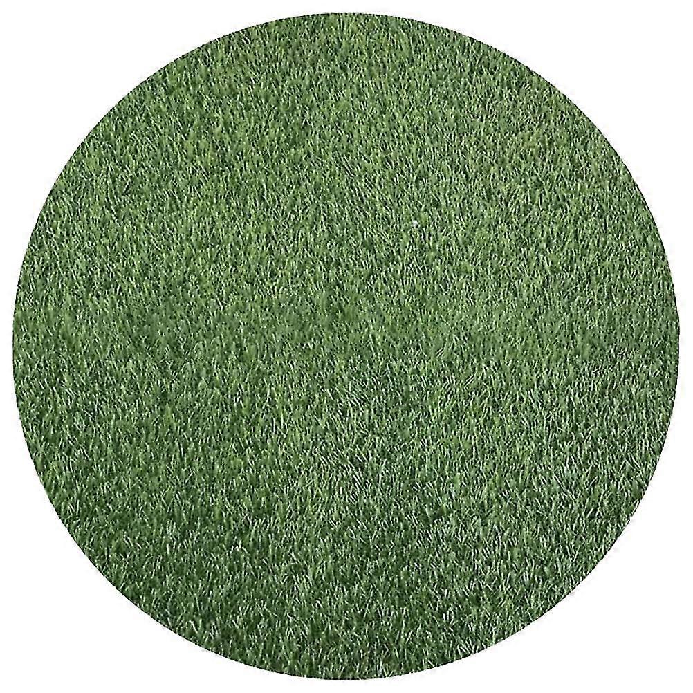 Artificial Grass Mat Green Fake Grass Turf Tile Placemat Round Fake Grass Pad Multi-Use Grass Mat