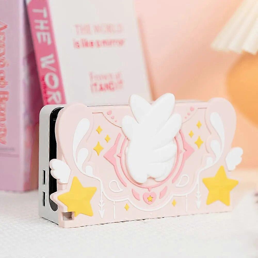 Cute Silicone Decorate Case Switch TV Dock Protective Shell Compatible with Nintendo Switch OLED/Switch TV Dock Stand Cover