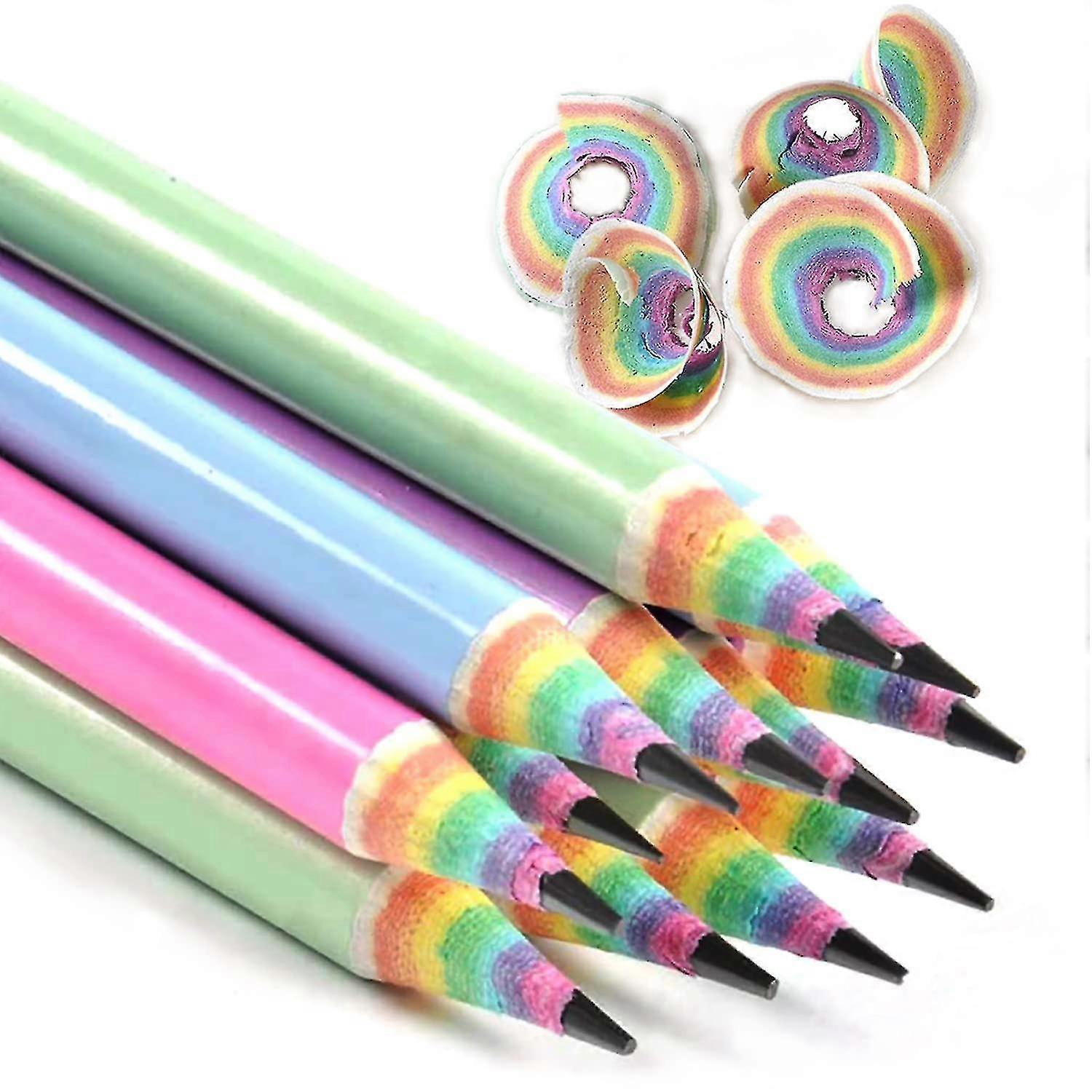 12pcs Rainbow Pencils Drawing Writing Pencil, Recyclable Paper, Pre-sharpened, For School And Office - Hardness