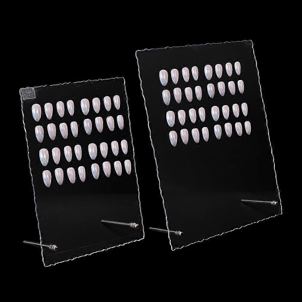2 Sets 2 Styles Rectangle Transparent Acrylic Nail Art Display Board Lace Edged Acrylic False Nail Tips Sample Display for Nail Art Showing Photo Prop
