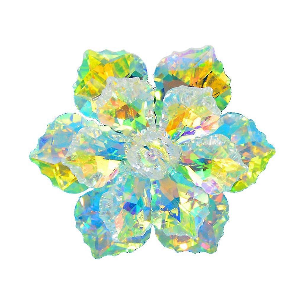 زهرة على شكل بروش دبابيس ملابس شارة للنساء شارات كريستال معدنية