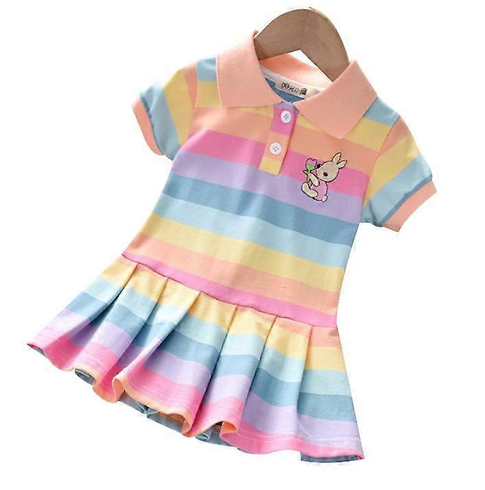 Barn Klänning Vår Sommar Turn-Down Krage Barn Flickor Kläder Sommarklänning Flicka