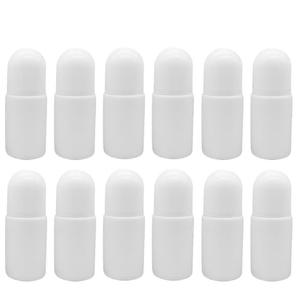 12pcs 50ML Plastic Roller Bottles for Essential Oils Empty Refillable Roll on Bottles Reusable Leak-Proof DIY Deodorant Containers with Plastic Roller