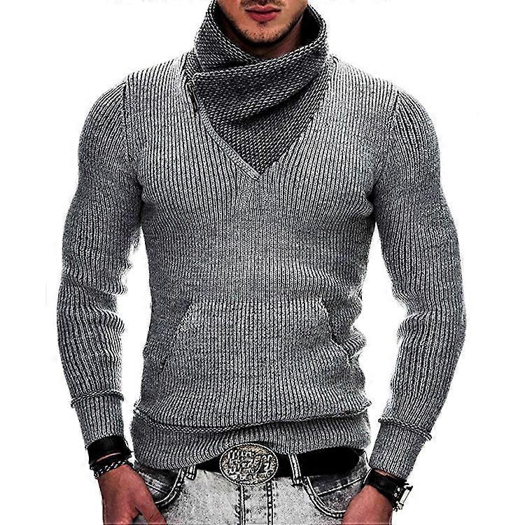 Herren Strickpullover Rollkragenpullover Slim Fit Pullover mit Taschen