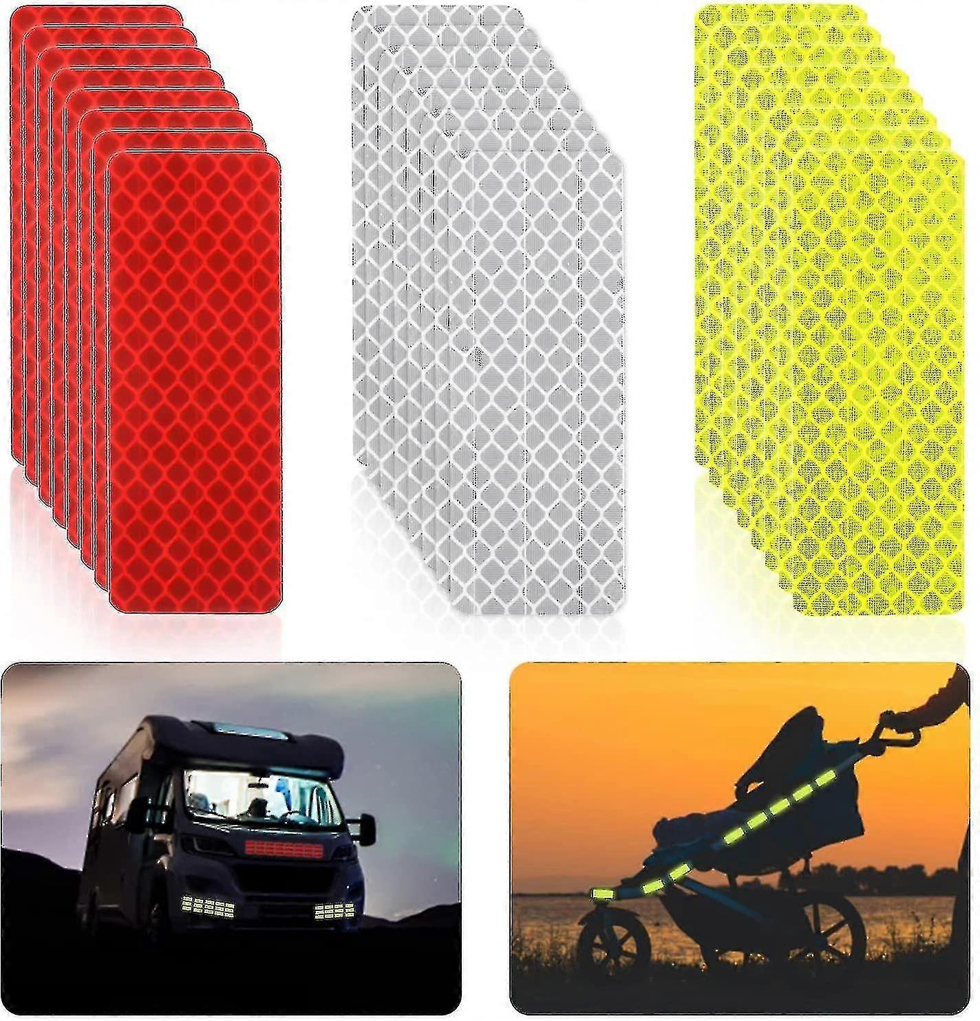 Neue 24 Stück Sicherheits-Reflexband, reflektierendes Band selbstklebend hohe Sichtbarkeit in der Nacht, Warnung reflektierende Aufkleber, starker Klebstoff, wasserdicht