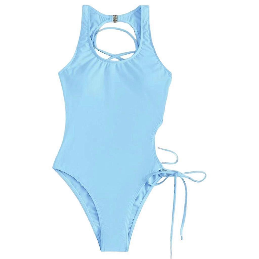 Femmes Creux Une Pièce Maillot de Bain Dames Lace Up Maillot de bain Sans Dos