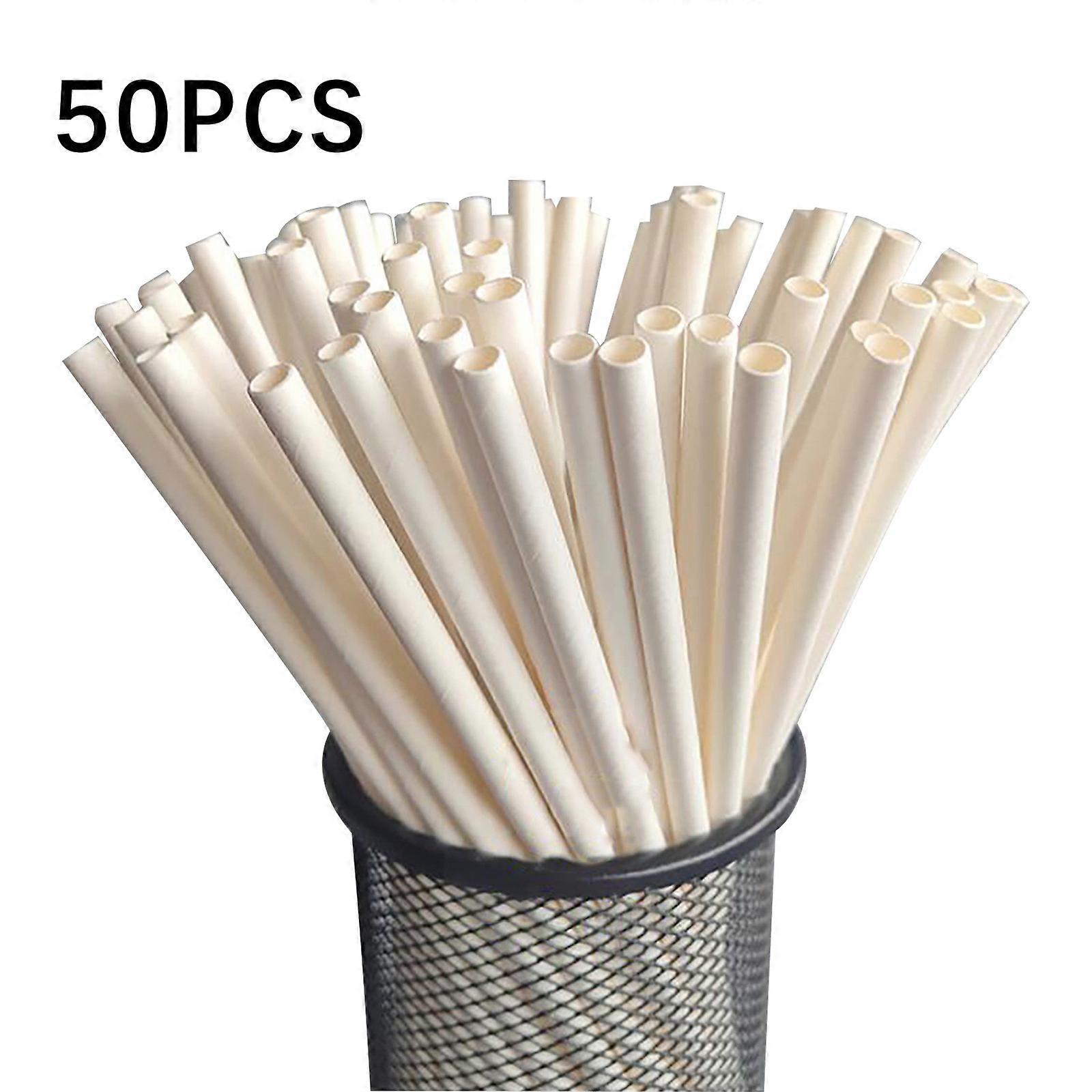 Disposable Degradable Paper Straw Beverage Party Dessert Cake Decoration(50pc)