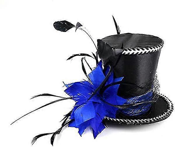 Mini Top Hat Feather Fascinator Cocktailblue Feather