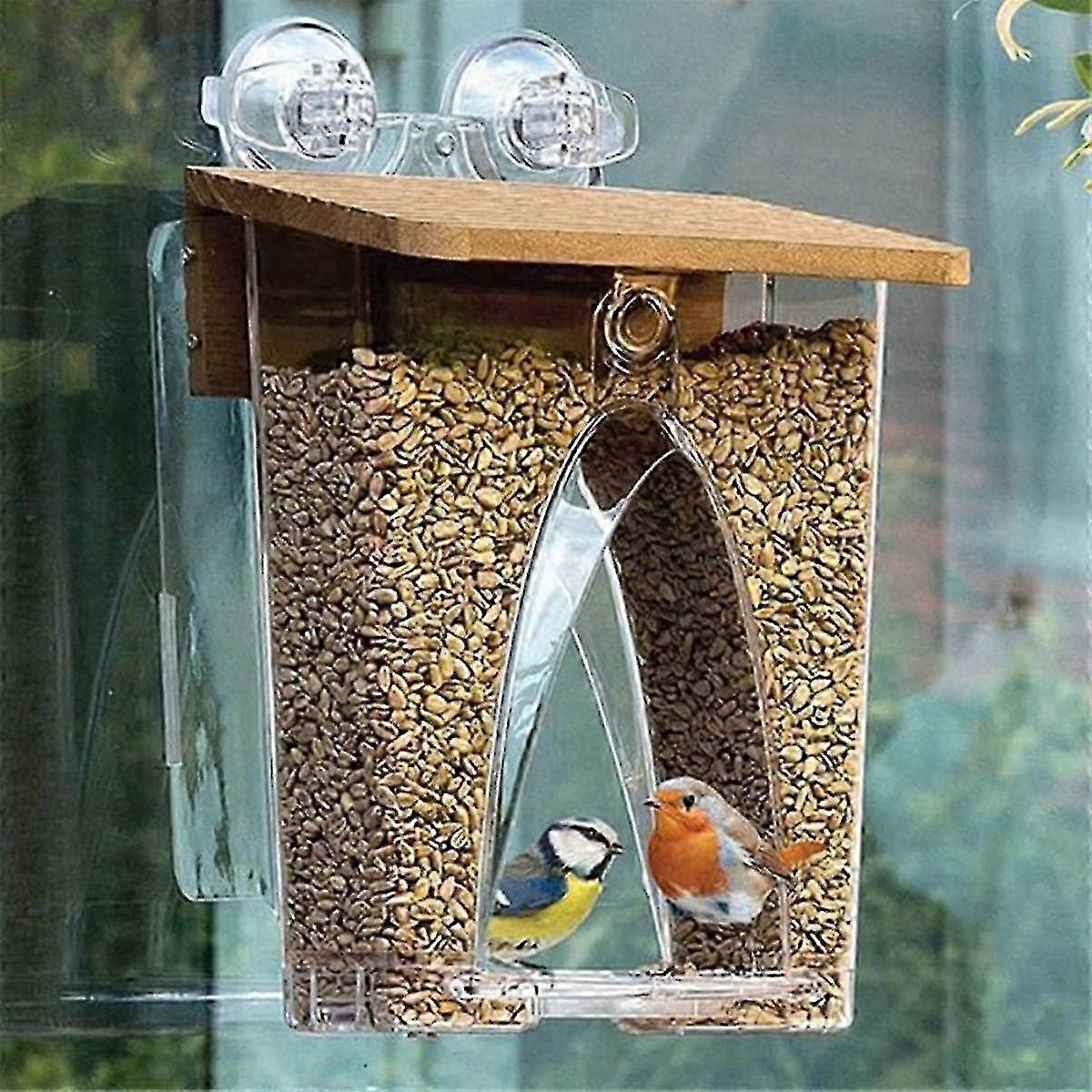 Beautiful Arch Window Wild Bird Feeder With Huge 4lbs Capacity & Ultra Strong Dual Suction Technolo
