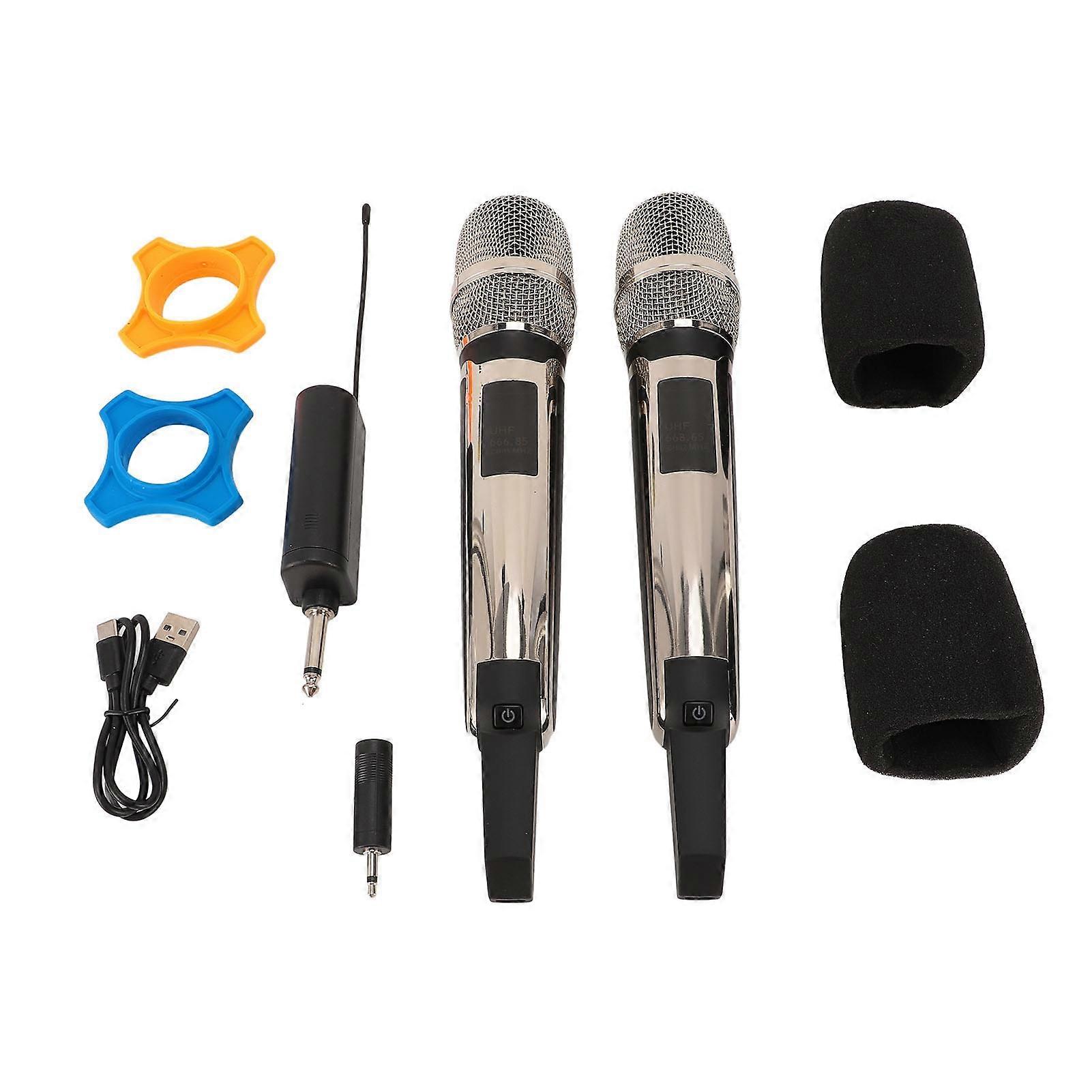 Wireless Microphone 328ft Range UHF Cordless Dynamic Mic System for Stage Performance Recording Studio KTV