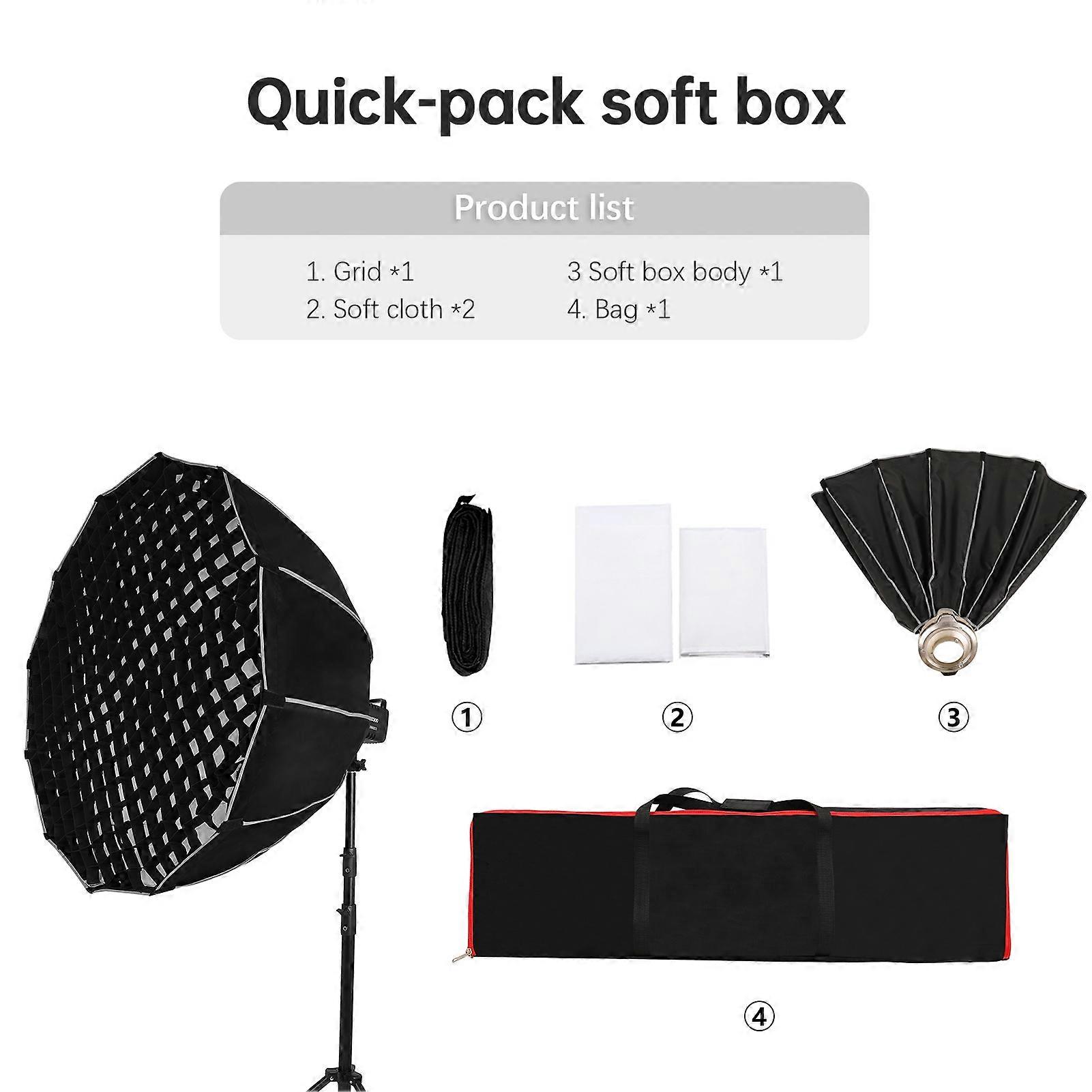 120cm/ 47in Quick Release Parabolic Softbox Foldable Softbox with Bowen Mount Honeycomb Grid for Photography Studio Photography Portrait Live Stream
