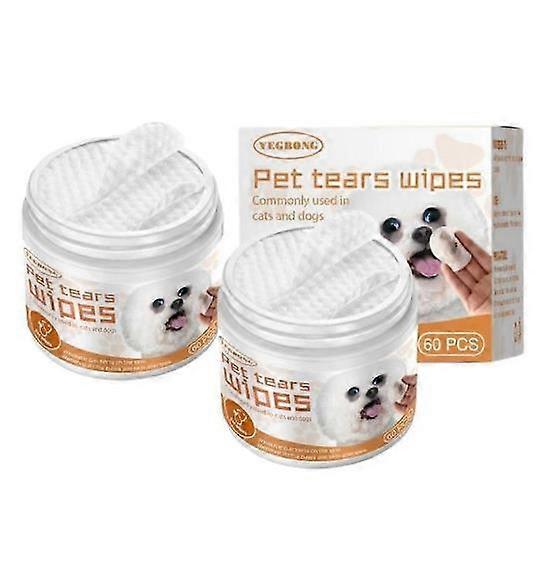 Pet Wet Wipes ,2X Pet Wet Wipes 60 Count for Cat Dog Eye Stain Cleaning Pads Portable Wet Pads Tow