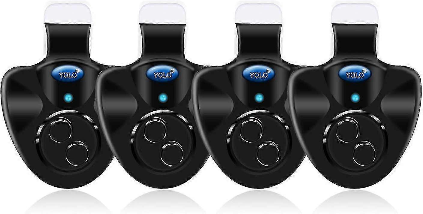 4 قطع أسود إلكتروني أدى ضوء الصيد لدغة صوت إنذار جرس كليب على صنارة الصيد - JA