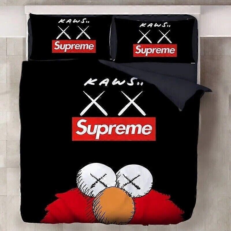 v2586 ملاءات السرير طقم مفروشات Kaws غطاء سرير للأطفال للبنات غطاء وسادة / 3 قطع هدية ملكة مزدوجة مجموعة مفروشات من 3 قطع (1 غطاء لحاف + 2 وسادة) سرير شي