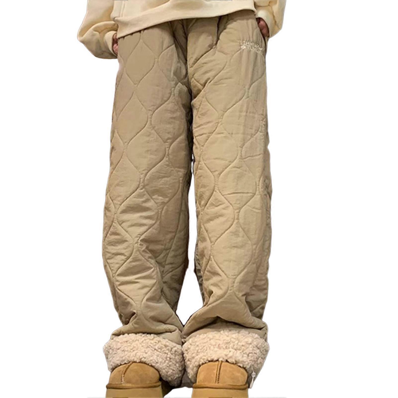 Loose Fleeces Lined Pants Fleeces Lines Windproof Thermal Pants for Indoor Outdoor