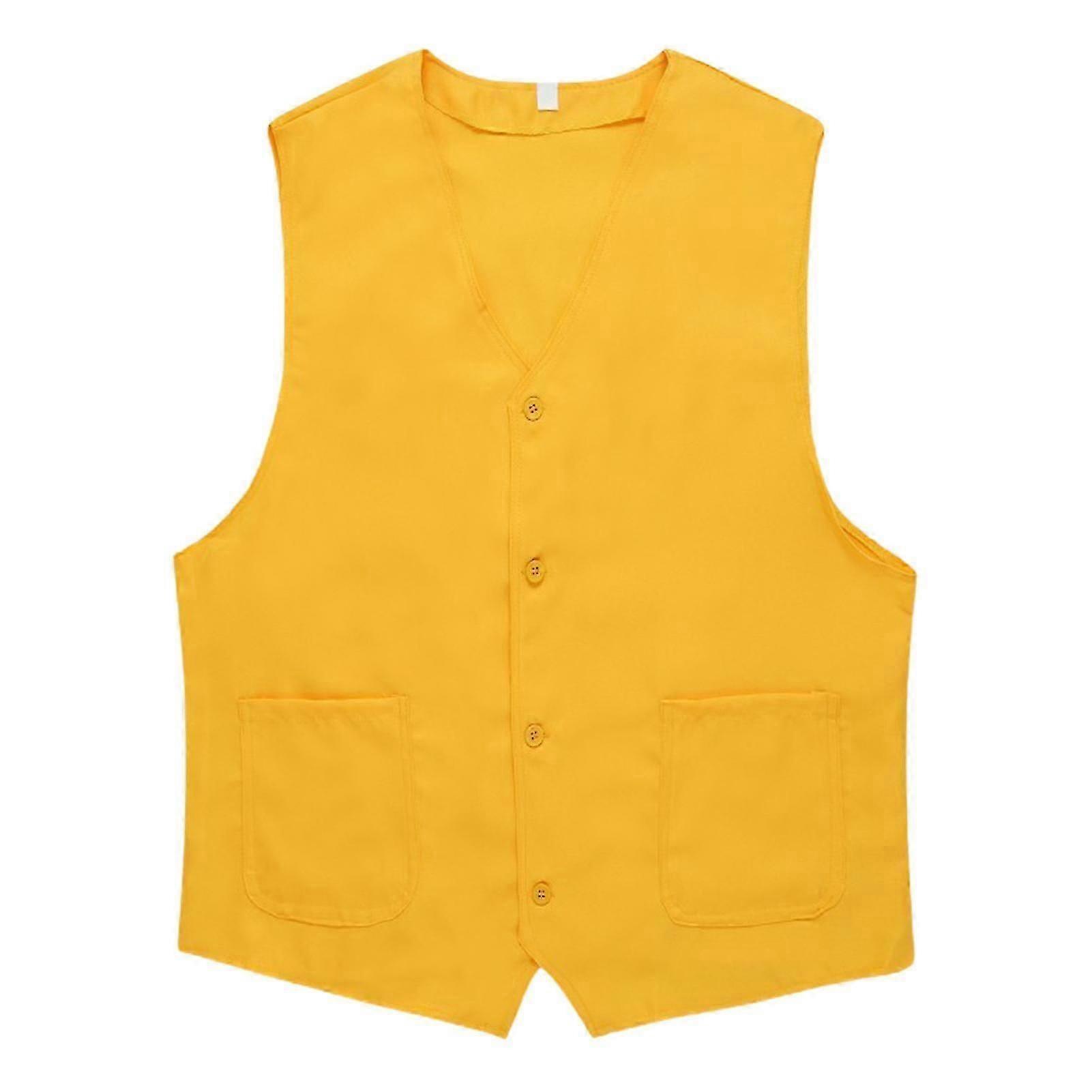 İş Elbiseleri Yelek V Yaka Kolsuz Düz Renk Tek Düğmeli Düğmeler İş Elbiseleri Cepler Hırka Topluluk İşçileri Balıkçılık İçin Yelek