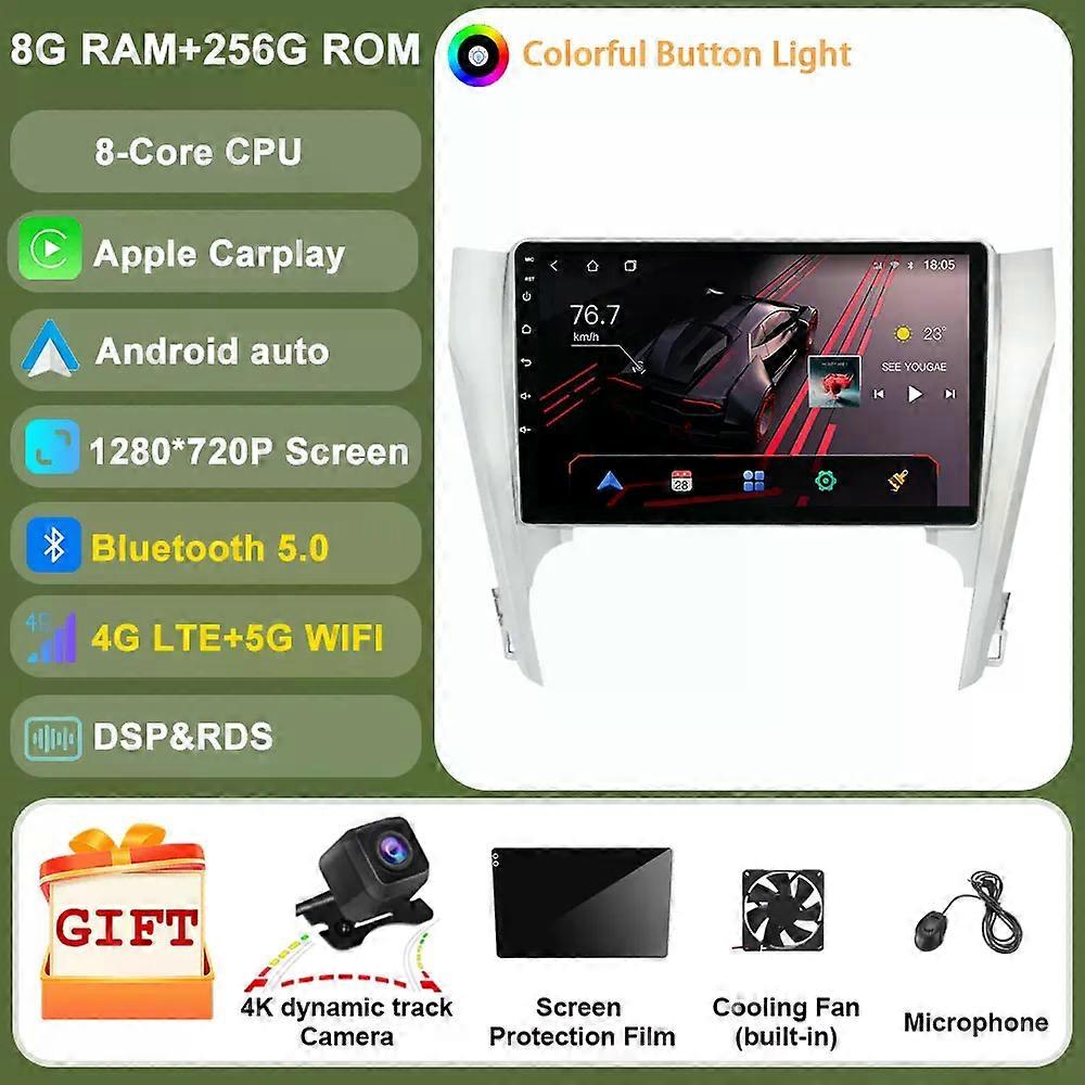 8+256g For Toyota Camry 7 Xv 50 55 2011 - 2014 Android Car Radio Multimedia Player Gps Navigation Bt Dvd Player Qled Screen Bt