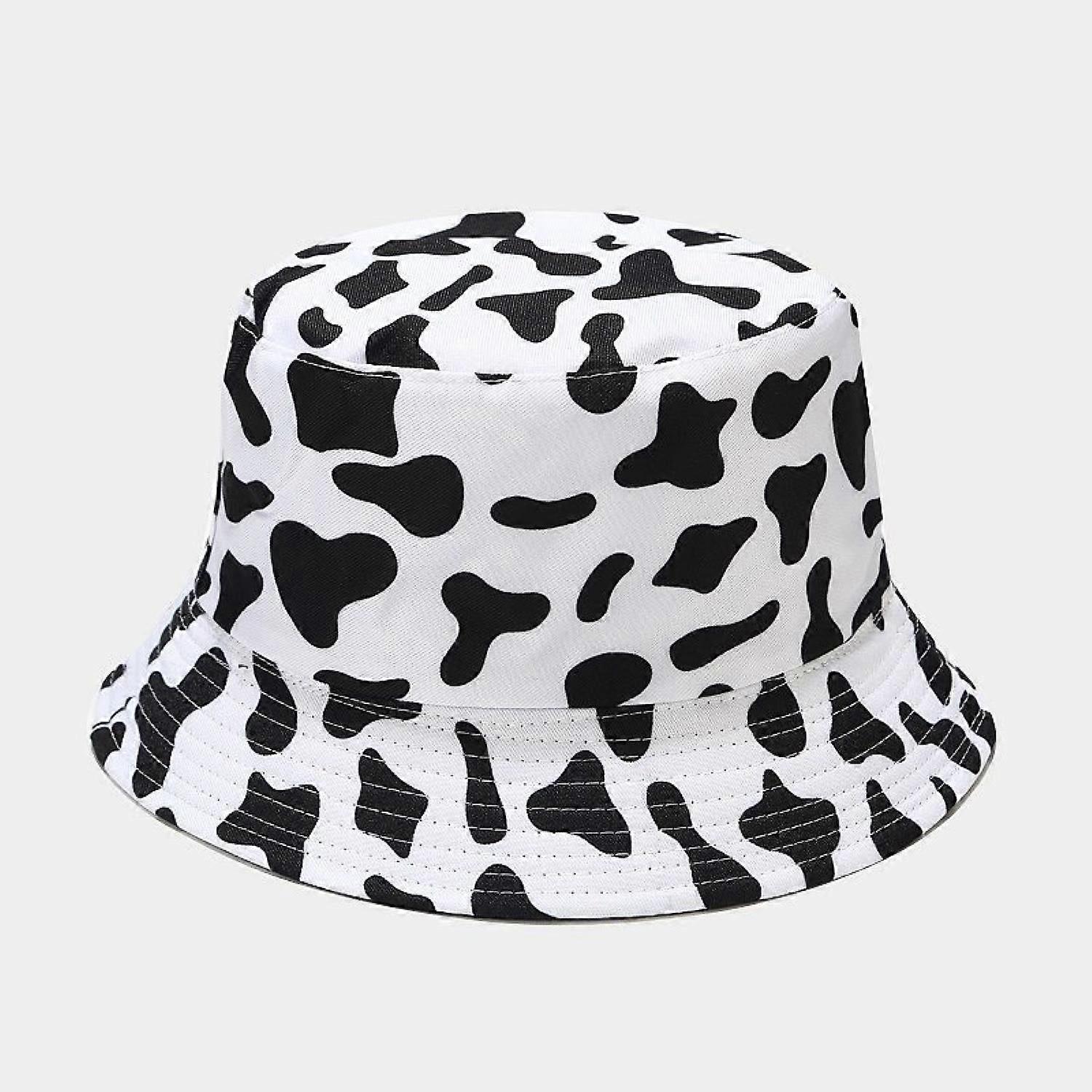 Cow Print Bucket Hats Double-Side Fisherman Cap for Women Man