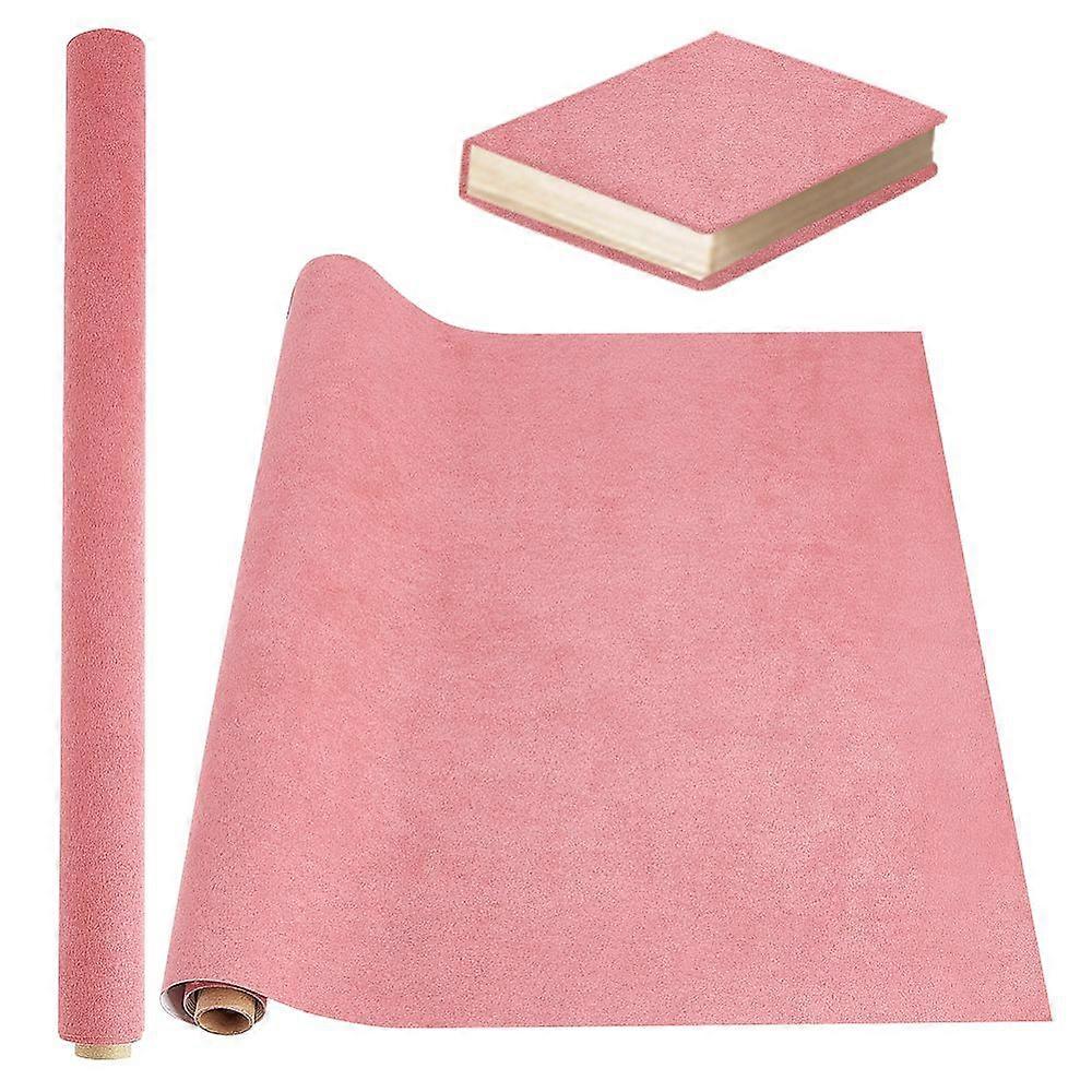 DIY Imitation Leather Fabric with Paper Back Kraft Cardboard Mailing Tubes and Handmade Soap Wrap Bands Pink 430x1000mm 1 sheet