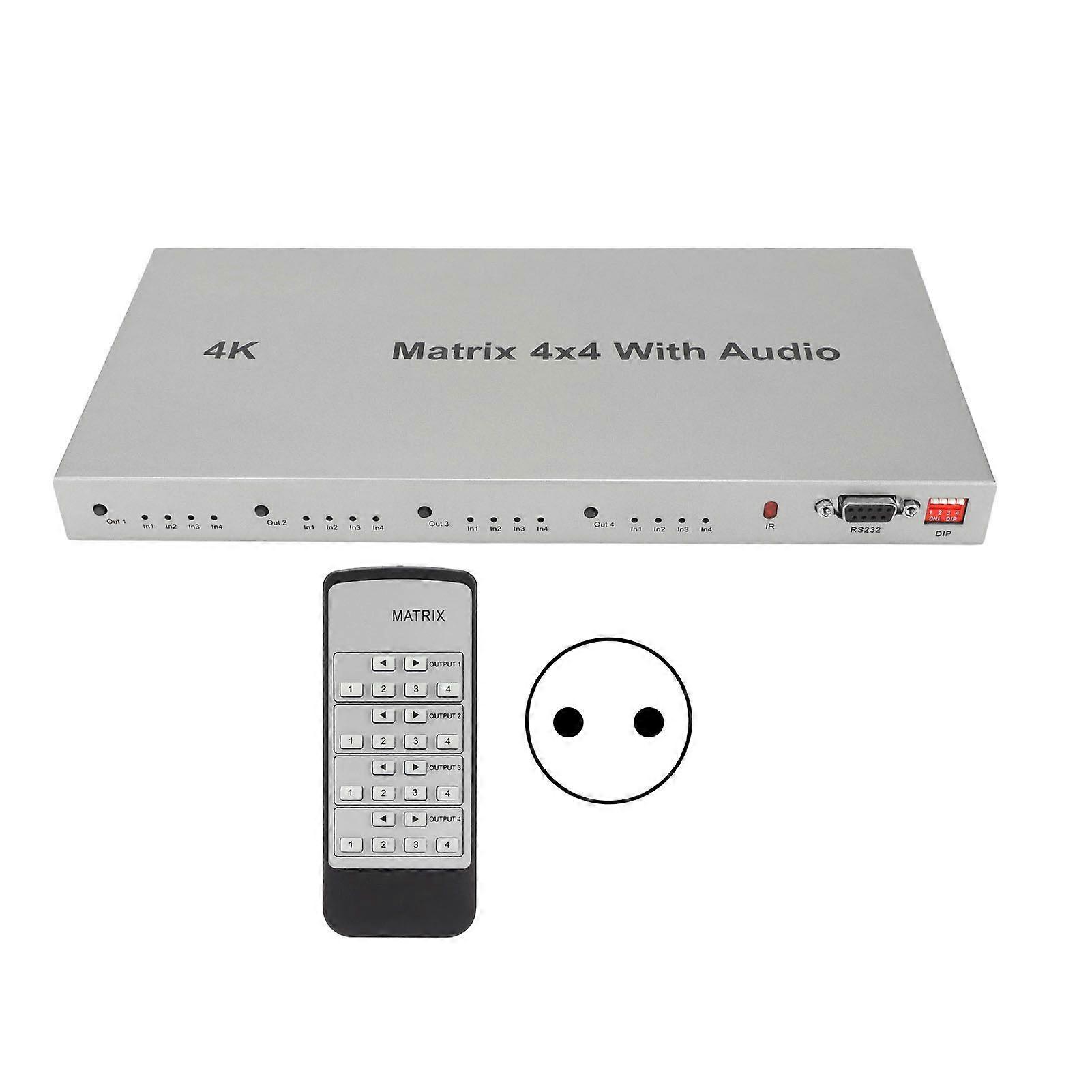 4x4 HD Multimedia Interface Switcher 4 in 4 Out Aluminium Alloy 4K HD Multimedia Interface Splicer with EDID and IR EU Plug