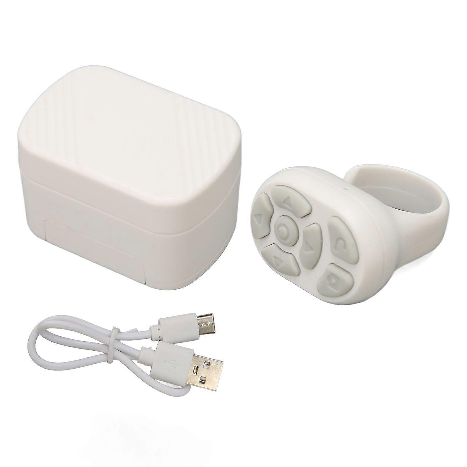 Trådlös fjärrkontroll med scrollring, sidvändare för iPhone, iOS, surfplatta, iOS, Android, vit