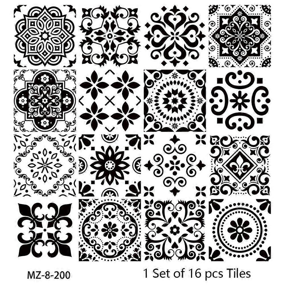 16pcs Retro Wind Wall Stickers - Black and White