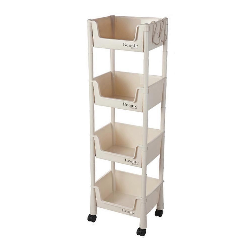 Slim 4-Tier Rolling Cart Storage Rack Under Desk Organizer for Home Student Use with Wheels