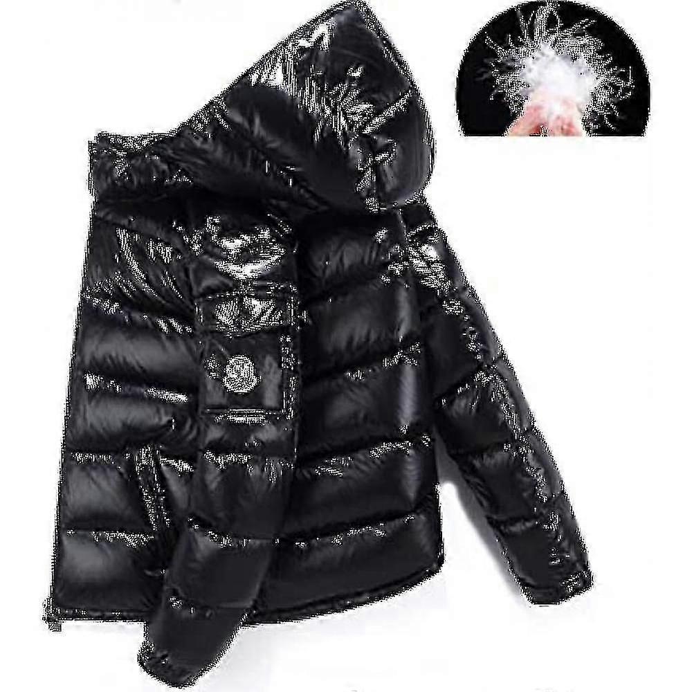 Shiny Down Jacket Men's Winter Jacket Stand Collar Down Jacket With Hood-MXBC