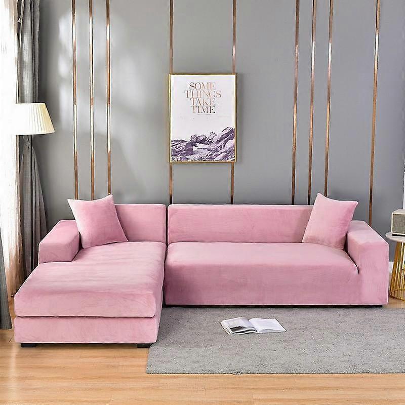1 Piece Velvet Fabric Sofa Covers Elastic Sectional Couch Cover L Shaped Sofa Case Armchair Chaise Lounge Case for Living Room