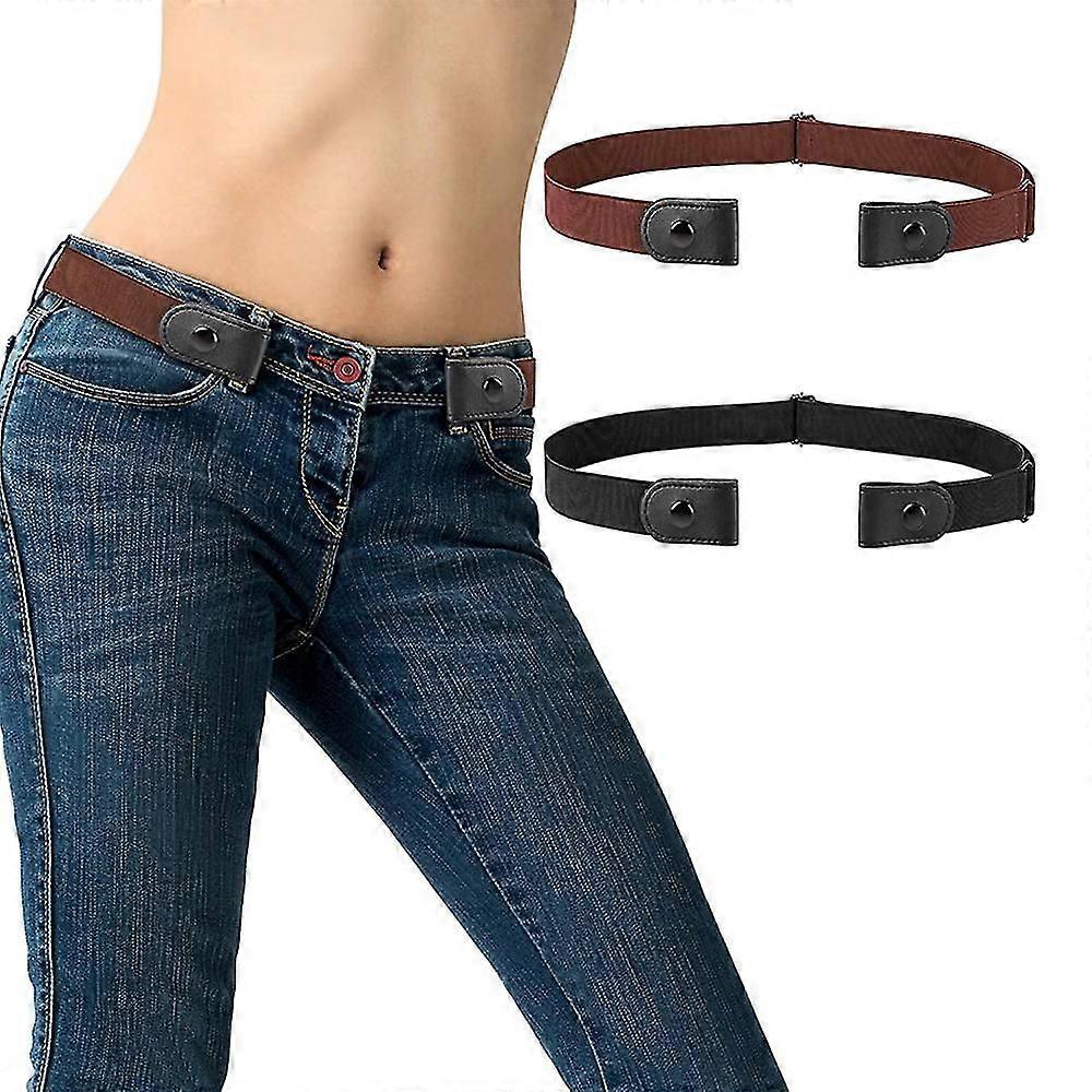 2pcs No Buckle Belt Women&Men Elastic Invisible Belt Adjustable Q