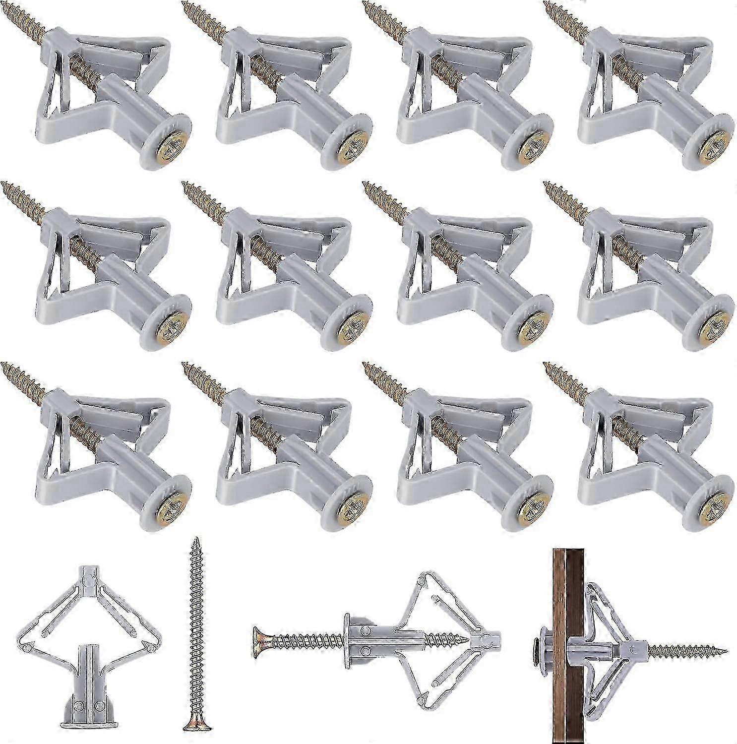 100pcs תקעי קיר גבס תיקוני גבס ברגי קיר גבס ותקעי קיר סט עוגן צינור הרחבה אנטי סיבובי