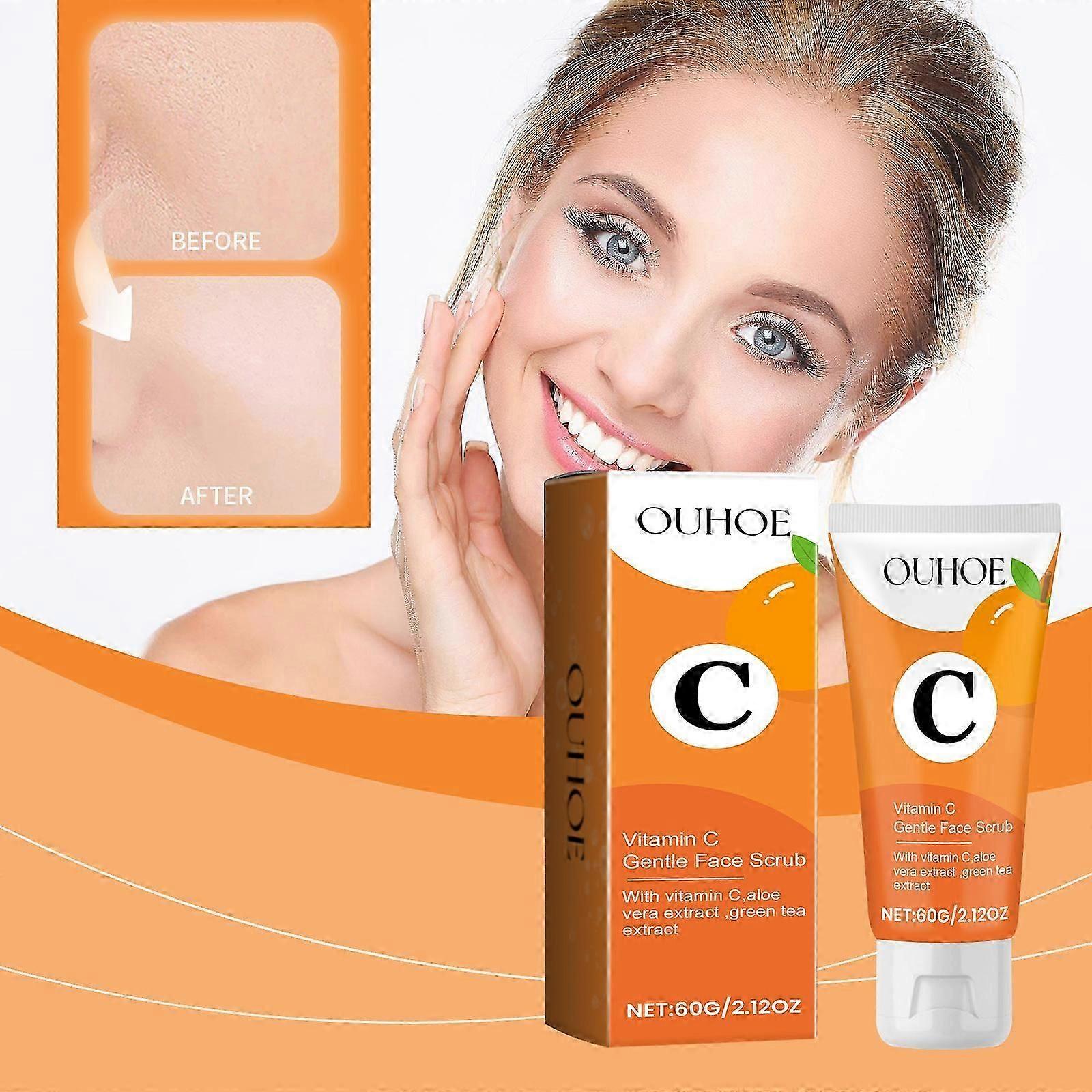 Vitamin C Gentle Face Scrub, Brightening Daily Face Exfoliator for All Skin Types - Softens & Smooths Skin with Vitamin C