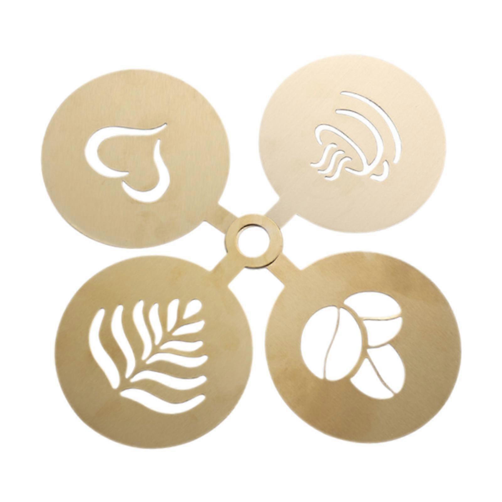 4x Coffee Stencil Set Latte Art Stencils Reusable Painting Templates Fine