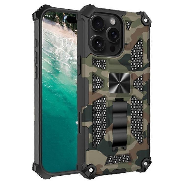 Compatible For iPhone 16 Pro Max Case Kickstand Camouflage Anti-Drop TPU+PC Phone Cover
